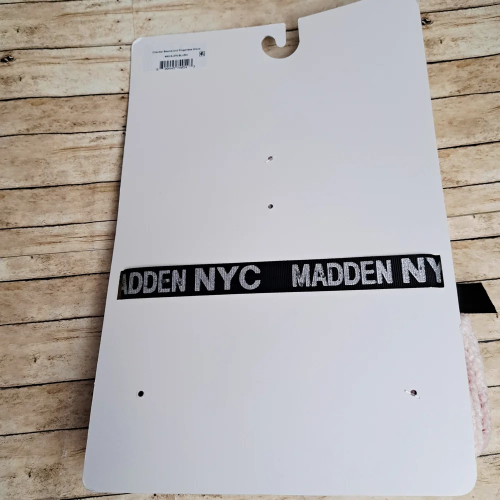 Madden NYC Pink 2 Piece Checker Beanie and Gloved Set One Size Fit Most
